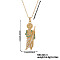 Shiny Brass Clear & Teal Cubic Zirconia Religion Saint Jude Pendant Necklaces for Christmas and Birthday Parties, Golden, Clear, 15.75 inch(40cm)