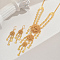 Elegant French Alloy Flower Tassel Necklace & Earrings Sets for Women, Golden