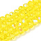 Electroplate Glass Beads Strands, Half Rainbow Plated, Faceted, Rondelle, Champagne Yellow, 3.5~3.8x3mm, Hole: 0.4mm, about 105~110pcs/strand, 29~31cm