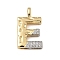 Brass Micro Pave Cubic Zirconia Pendants, Cadmium Free & Nickel Free & Lead Free, Letter Charms, Real 18K Gold Plated, Letter E, 27x15x4mm, Hole: 5x2.5mm