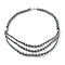 Non-Magnetic Synthetic Hematite Beades 3 Layer Necklaces, with Alloy Lobster Claw Clasps, Round & Twistd, Black, 20.27 inch(51.5cm)