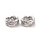 Brass Micro Pave Cubic Zirconia Spacer Beads, Cadmium Free & Nickel Free & Lead Free, Flower, Platinum, 8x3mm, Hole: 1.8mm
