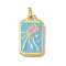 Alloy Enamel Pendants, Rectangle, Tarot Pattern Charm, Golden, Sky Blue, Octopus Pattern, 26x14x2mm, Hole: 2x3mm