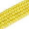 Electroplate Opaque Glass Beads Strands, Round, AB Color Plated, Yellow, 4~4.5mm, Hole: 0.6mm, about 97~100pcs/strand, 14.76~15.16 inch(37.5~38.5cm)