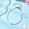 Glass Seed Beaded Bracelets for Women, with Shell Pearl & Brass Beads, Lilac, 7-1/8 inch(18cm)