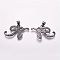 Brass Micro Pave Cubic Zirconia Pendants, LetterH, Gunmetal, 17x17x2.5mm, Hole: 3.5x4mm