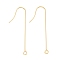 316 Surgical Stainless Steel Earring Hooks, with Horizontal Loops, Real 18K Gold Plated, 40mm, Hole: 1.8mm, 21 Gauge, Pin: 0.7mm