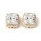 Brass Micro Pave Cubic Zirconia Beads, Cadmium Free & Nickel Free & Lead Free, Square, Real 18K Gold Plated, Clear, 11x11x7mm, Hole: 2mm