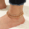 Alloy Crystal Rhinestone Bell Charm Tassel Anklets for Women, Light Gold, 8-1/4 inch(210mm)