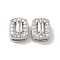 Brass Micro Pave Clear Cubic Zirconia Beads, Cadmium Free & Nickel Free & Lead Free, Rectangle, Platinum, 7x6x4.5mm, Hole: 1x4mm