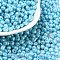 6/0 Glass Seed Beads, Opaque Colours Luster, Teardrop, Deep Sky Blue, 4~5x4~4.5x3~4mm, Hole: 0.8~0.9mm, about 125pcs/10g