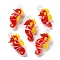 Handmade Lampwork Pendants, Sea Horse Charms, Red, 35~40x16~20x11~16mm, Hole: 2.5mm