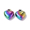 Ion Plating(IP) 304 Stainless Steel Charms, Heart Charm, Rainbow Color, 12.5x11x4.5mm, Hole: 1.6mm