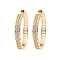 Brass Micro Pave Cubic Zirconia Hoop Earring, Hollow Square, Light Gold, 34x4.5mm