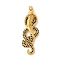 Rack Plating Brass Micro Pave Cubic Zirconia Pendants, Long-Lasting Plated, Lead Free & Cadmium Free, Golden, Snake, 37.5x13x10.5mm, Hole: 5x3mm