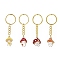4Pcs 4 Styles Alloy Enamel Pendants Mushroom Character Keychain, with Iron Split Key Rings, Mixed Color, 72~76mm, 1pc/style