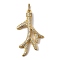 Brass Micro Pave Cubic Zirconia Pendants, Branch/Coral, Real 18K Gold Plated, Lead Free & Cadmium Free, Long-Lasting Plated, Clear, 37.5x22x4mm, Hole: 3x5mm