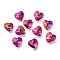 Faceted Glass Charms, Heart, Back Plated, Magenta, 14x14x7.5mm, Hole: 1.4mm