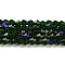 Transparent Electroplate Glass Beads Strands, AB Color Plated, Faceted, Bicone, Dark Green, 2.9~3.3x2.5mm, Hole: 0.7mm, about 135~140pcs/strand, 38~40cm