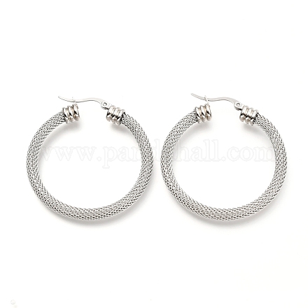 Серьги-кольца из нержавеющей стали марки 304 EJEW-C501-12P-B-1