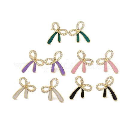 Серьги-гвоздики из латуни с бантом EJEW-R162-09G-1