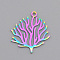 Ion Plating(IP) 201 Stainless Steel Pendants, Laser Cut, Coral Shape, Rainbow Color, 23.5x22x1mm, Hole: 1.8mm