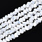 Electroplate Opaque Glass Beads Strands, Triangle, AB Color Plated, Faceted, White, 3~3.5x4~4.5x4~4.5mm, Hole: 0.8mm, about 121~131pcs/strand, 14.37~15.35 inch(36.5~39cm)