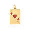 304 Stainless Steel Enamel Pendants, with Jump Ring, Ace of Hearts Charms, Real 18K Gold Plated, Red, 20.5x12x1.5mm, Hole: 3mm