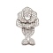 Brass Micro Pave Clear Cubic Zirconia Fold Over Clasps, Cadmium Free & Nickel Free & Lead Free, Flower, Platinum, 30mm