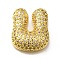Brass with Cubic Zirconia Pendants, Cadmium Free & Nickel Free & Lead Free, Letter U, Letter U, 22x19x6.5mm, Hole: 4mm