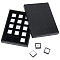 Rectangle Paper Loose Diamond Organizer Trays, with 15Pcs Square Clear Window Plastic Loose Diamond Storage Boxes Sets with Sponge Inside, for Jewelry Cabochons Displays, Black, 21.2x15.5x2.8cm, Small Square Box: 29x29x16mm