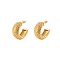 Stainless Steel C-shape Hoop Earrings for Women, Real 18K Gold Plated, 23x10mm