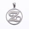 Non-Tarnish 304 Stainless Steel Pendants, Flat Round with Letter, Stainless Steel Color, Letter.Z, 28x25x1.2mm, Hole: 6x3.5mm