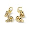 Real 18K Gold Plated Brass Micro Pave Clear Cubic Zirconia Charms, Cadmium Free & Nickel Free & Lead Free, with Jump Ring, Constellation Charms, Capricorn, 11x7x2.5mm, Hole: 3.4mm