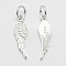 925 Sterling Silver Pendants, Wing, with 925 Stamp, Silver, 20.5x6x1.5mm, Hole: 4mm