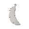 201 Stainless Steel Pendants, Laser Cut, Feather Charm, Anti-Tarnish, Stainless Steel Color, 35x17x1mm, Hole: 1.8mm