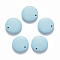 Painted Wood Pendants, Flat Round, Light Sky Blue, 20x4mm, Hole: 1.5mm