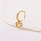 Brass Micro Pave Clear Cubic Zirconia Dangle Hoop Nose Rings, Golden, Heart, 10mm