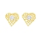Clear Glass Heart Stud Earrings, Rack Plating Brass Jewelry for Women, Nickel Free, Matte Gold Color, 22x23mm, Pin: 0.6mm