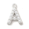 Plastic Imitation Pearl Pendants, with Eco-friendly Brass Findings, Lead Free & Cadmium Free, Letter Charms, Letter A, 13.5x10x3mm, Hole: 1.4mm