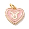 Real 18K Gold Plated Brass Enamel Pendants, with Jump Ring, Cadmium Free & Nickel Free & Lead Free, Heart with Constellation Charms, Taurus, 12x13x1.5mm, Hole: 3.4mm