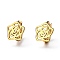 Brass Huggie Hoop Earrings, Ring with Rose, Real 18K Gold Plated, 10x2mm, Pin: 1mm