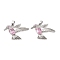 Brass Micro Pave Cubic Zirconia Pendants, Cadmium Free & Lead Free, Bird, Platinum, Pink, 23x22.5x5mm, Hole: 5x3mm