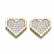 Brass Micro Pave Clear Cubic Zirconia Pendants, Nickel Free, Heart, Real 18K Gold Plated, 16.5x17.5x2mm, Hole: 1mm