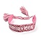 Word Good Vibes Polycotton(Polyester Cotton) Braided Bracelet with Tassel Charm, Flat Adjustable Wide Wristband for Couple, Hot Pink, Inner Diameter: 2~3-1/8 inch(5~8cm)