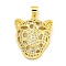 Brass Micro Pave Cubic Zirconia Pendants, Cadmium Free & Nickel Free & Lead Free, Leopard Head Charms, Real 18K Gold Plated, 24x19x7mm, Hole: 3.5x3mm