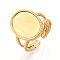 Ion Plating(IP) 304 Stainless Steel Open Cuff Ring Settings, Oval, Real 18K Gold Plated, US Size 7(17.3mm), Tray: 16x12mm