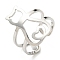 Non-Tarnish 304 Stainless Steel Hollow Cat Open Cuff Ring, Stainless Steel Color, Inner Diameter: 18mm