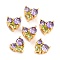 Brass Cubic Zirconia Multi-strand Links, Long-Lasting Plated, Heart, Real 18K Gold Plated, 8x8x5mm, Hole: 1mm