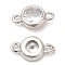 Eco-Friendly Rack Plating Brass Pave Clear Cubic Zirconia Connector Charms, Long-Lasting Plated, Lead Free & Cadmium Free, Flat Round, Platinum, 6x10.5~11x3mm, Hole: 1.2mm